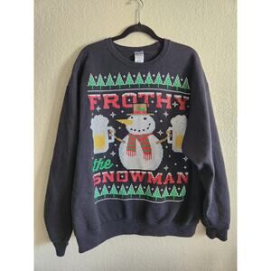Frothy Snowman Unisex Ugly Novelty Christmas Sweater-XL